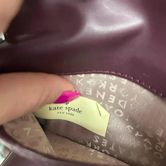 Kate Spade Laurel Way Glitter iPhone Wristlet Wallet Deep Plum Burgundy - Picture 6 of 10